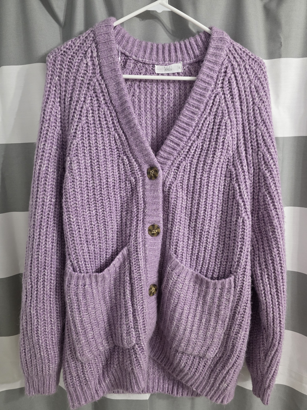 Talulah Lavender Chunky Knit Button-Front Cardigan